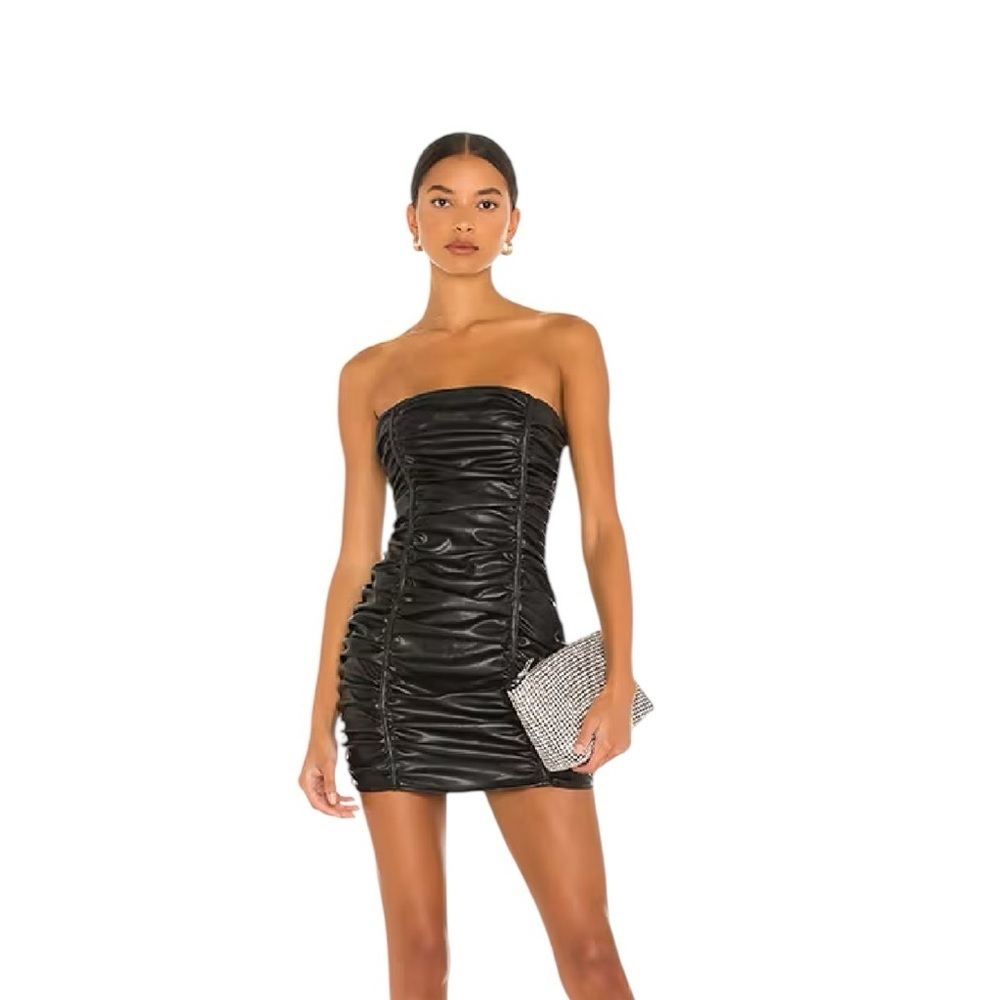 Superdown .Blue Strapless Ruched Bodycon Dress